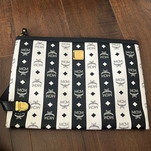MCM black and white clutch